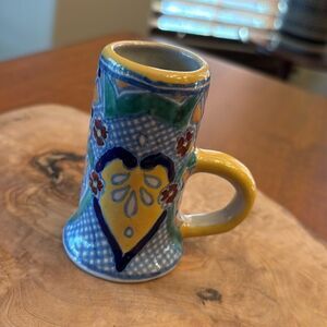 Traditional Talavera Tequila Glass with Handle